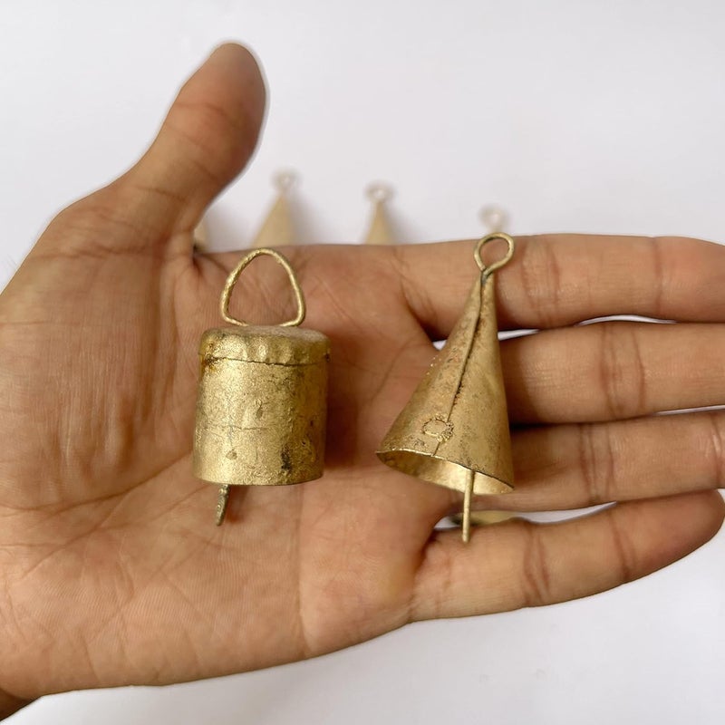 Vivanta Rustic Metal Bells 10 Pcs - Vintage Christmas Decorations, Small Bells for Crafts, Jingle & Witch Bells, Cow Bells, Mini Antique Gold Bells, Boho Hanging Ornaments, Farmhouse Decor, Garland - Image 3